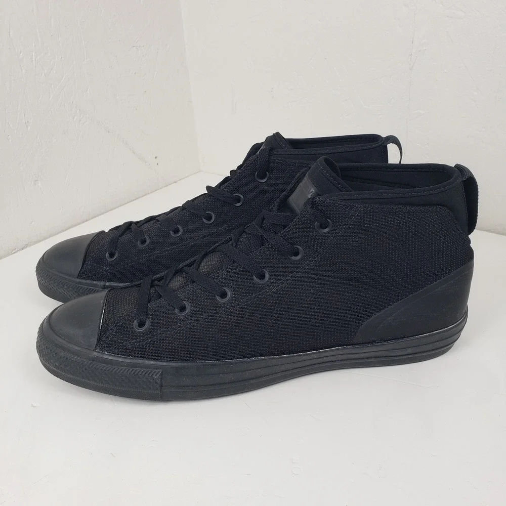 Converse Triple Black Men's 12 Chuck Taylor All Star Syde Street Mid Sneakers - Picture 7 of 10
